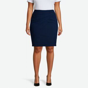 Premise Studio Navy Blue Stretch Pencil Skirt | Size 14 | Asymmetrical Drape